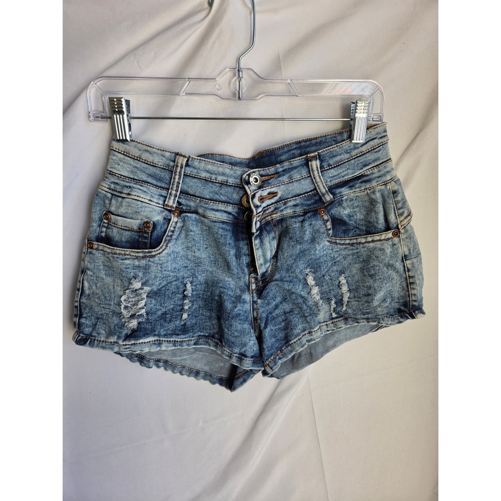Docele Denim Shorts Womens  Blue Acid Wash Slim High Rise Short